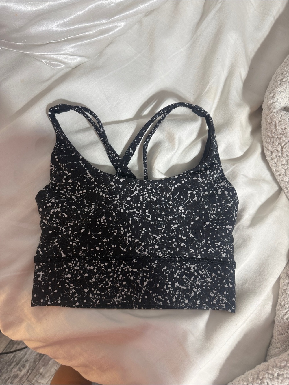lululemon athletica Black with White Speckle Cross-Back Sports Bra